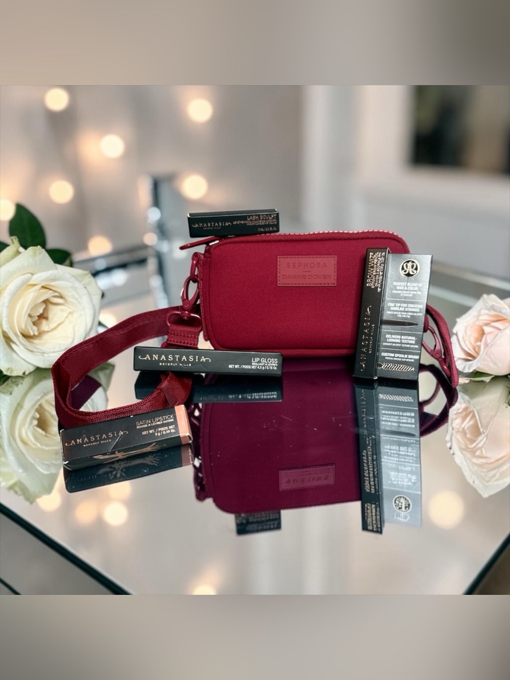♥️🖤ANASTASIA♥️🖤4-PC Beauty Bundle w/Sephora x Dagne Dover Crossbody/NWOT/NIP